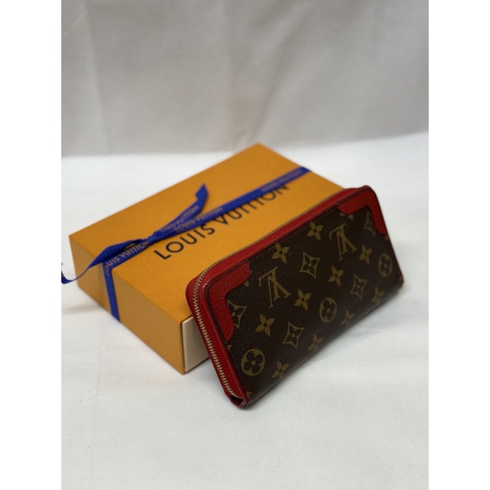 Louis Vuitton Monogram Retiro Zippy Zip Brown Long Wallet purse bag - VERY GOOD